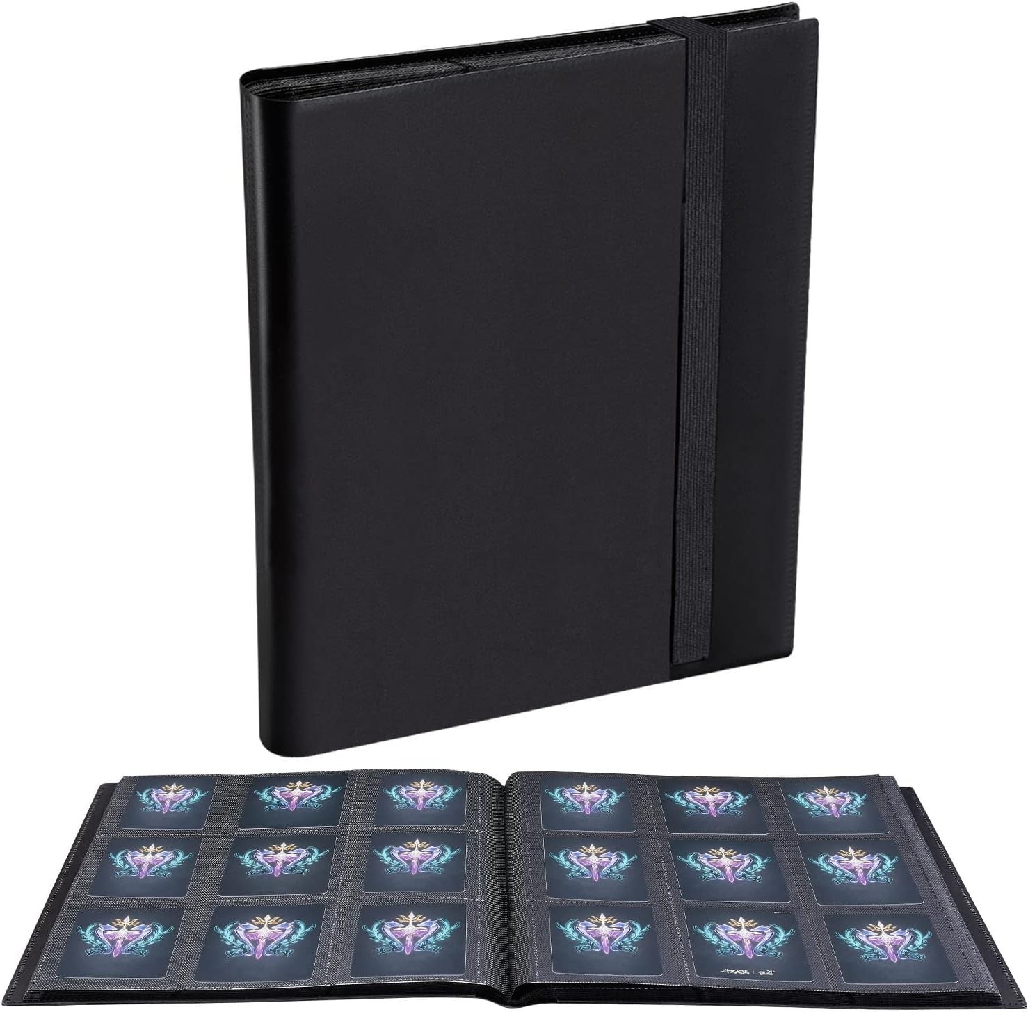 360 Card Pocket Binder with Elastic 9 Pocket Trading Cards Album Folder, Black