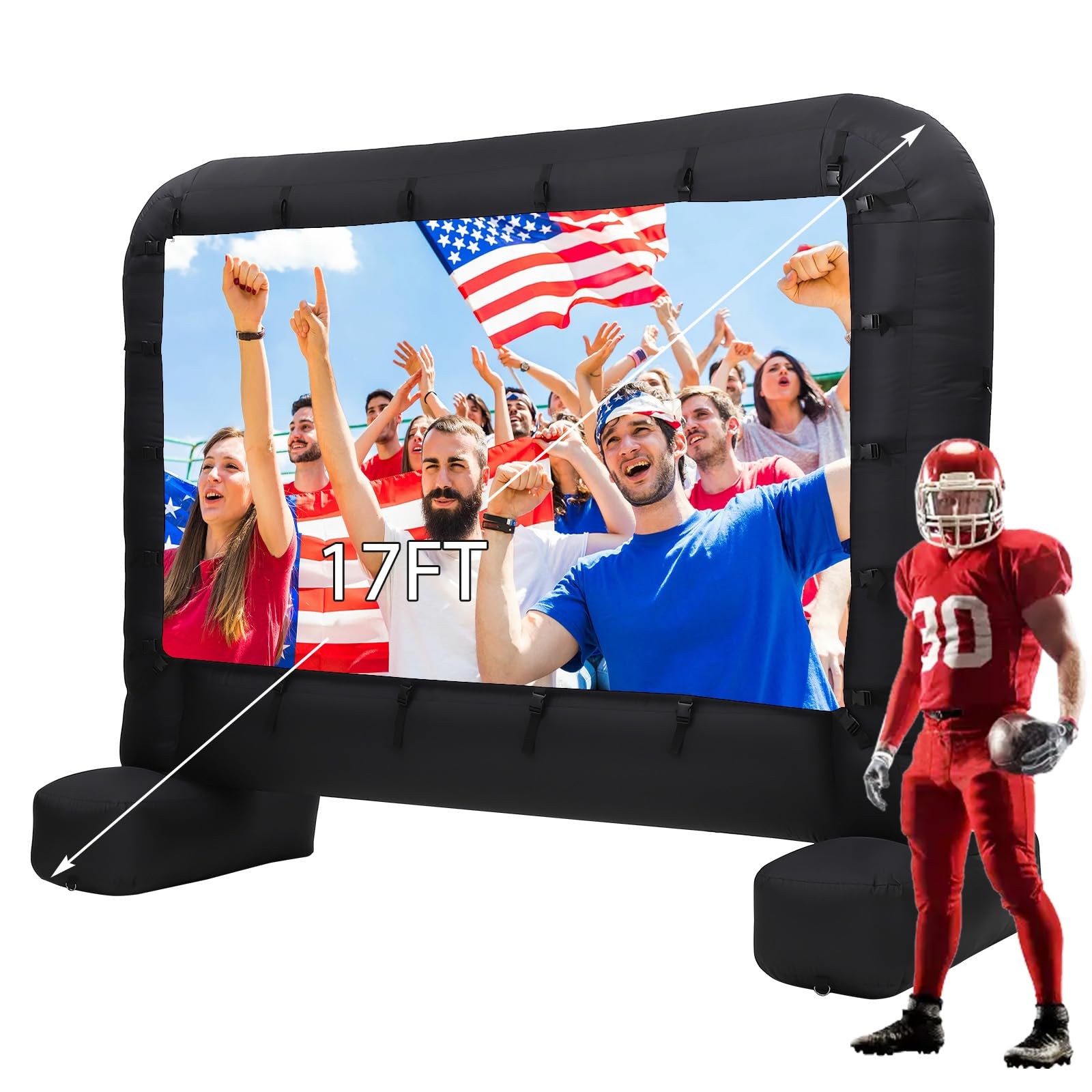 Inflatable Movie Projector Screen 17Ft, Outdoor Movie Screen with Quiet Air B...