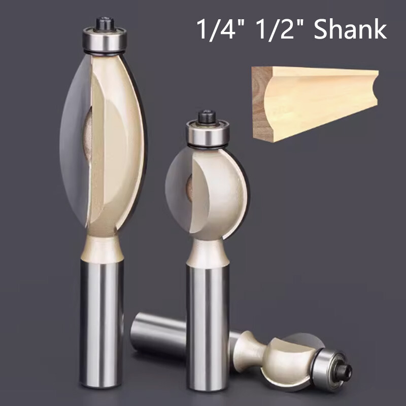 1/4" 1/2" Shank Woodworking Convex Arc Cutter CNC Bits Carving Bit With Bearing