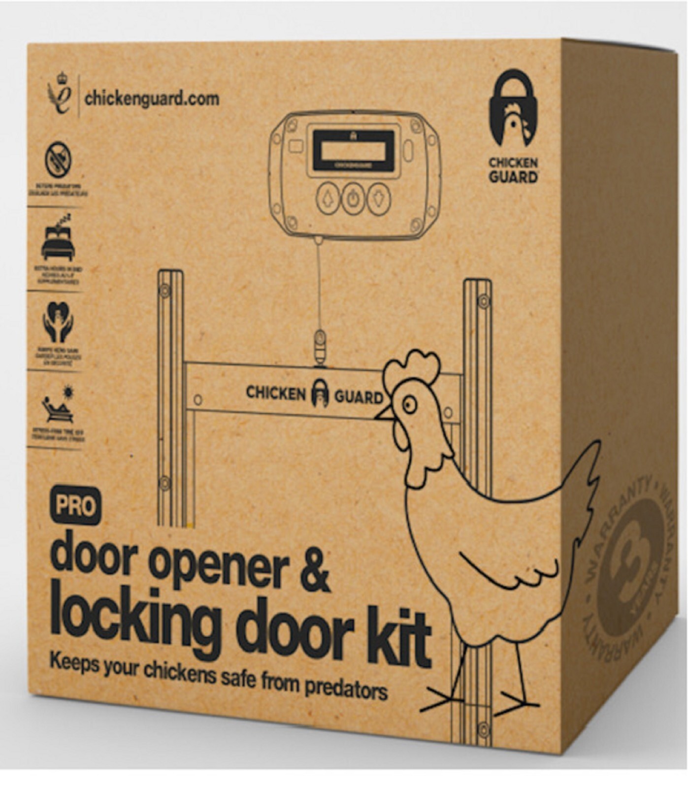 ChickenGuard PRO Automatic Coop Door Opener & Self-Locking Door Kit PROLDK