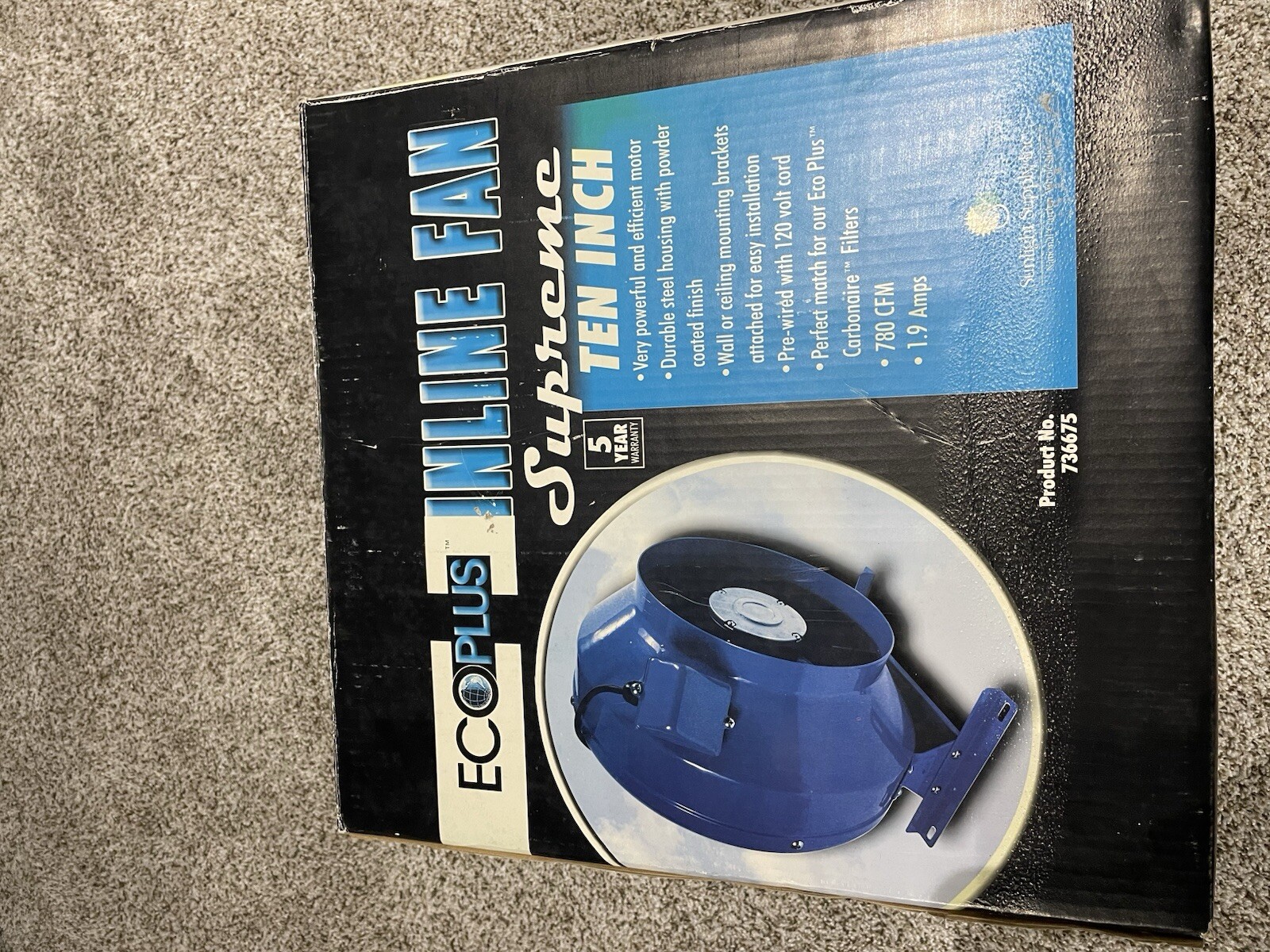 EcoPlus 10" Inline Fan 1060CFM (736675) Ecoplus Supreme Hydroponics Greenhouse