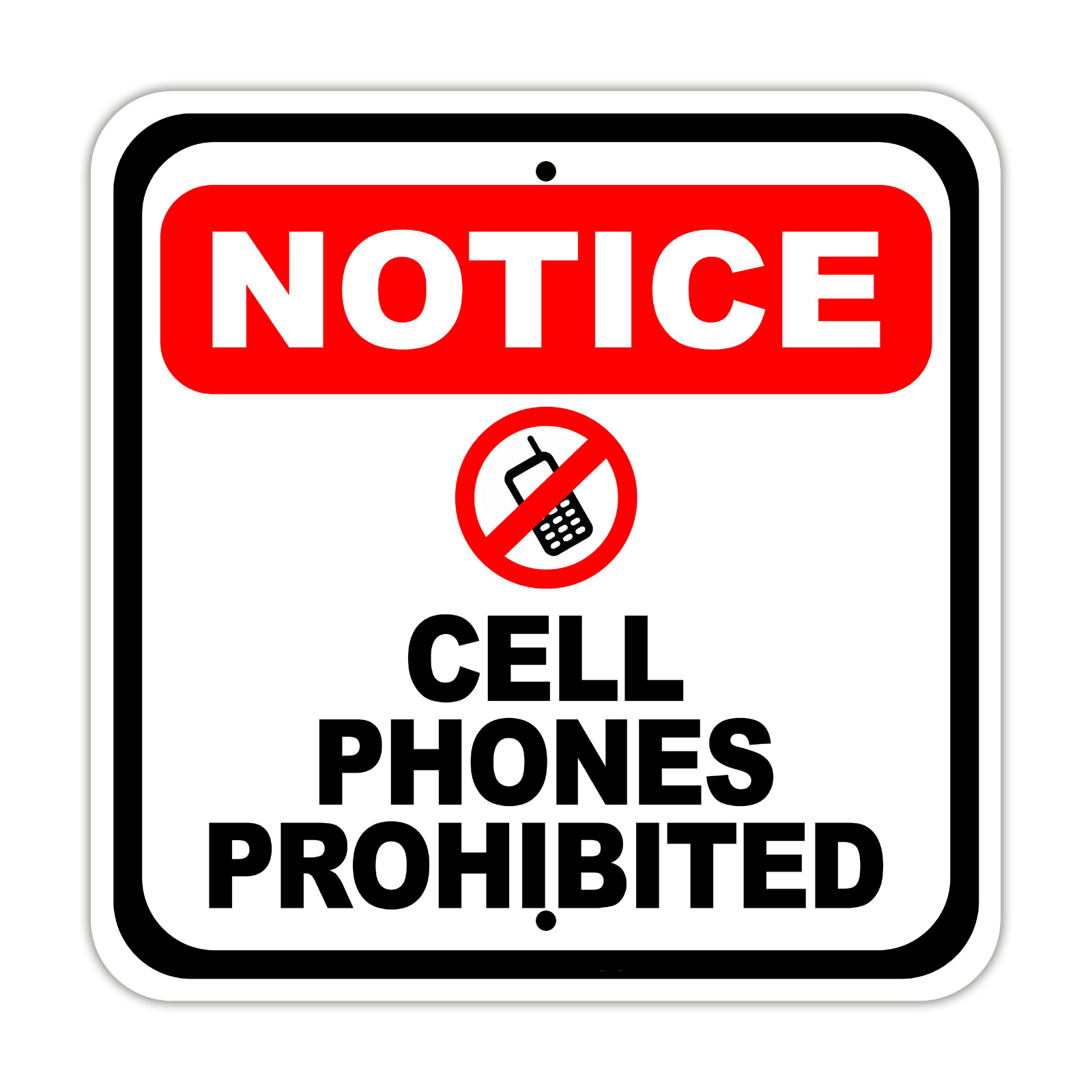 Notice Cell Phones Prohibited Wall Art Decor Novelty Notice Aluminum Metal Sign
