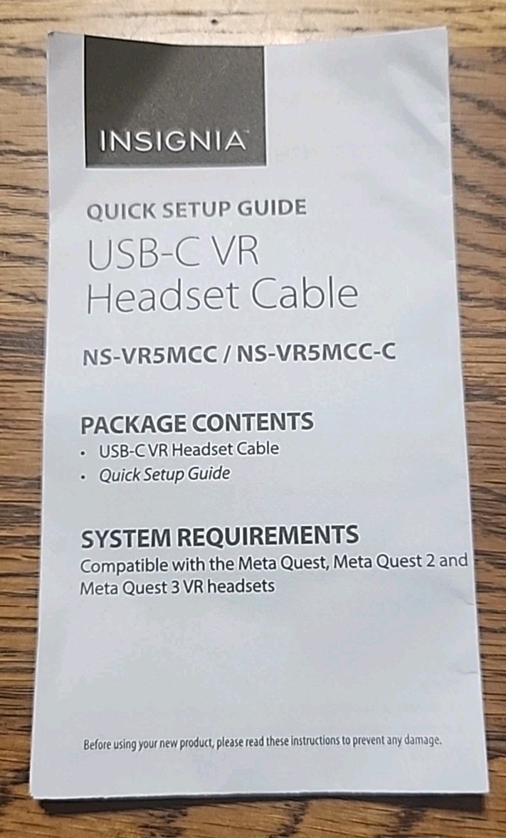 Insignia- 16.4' USB-C Virtual Reality Headset Cable for Oculus Quest 2 - In Box