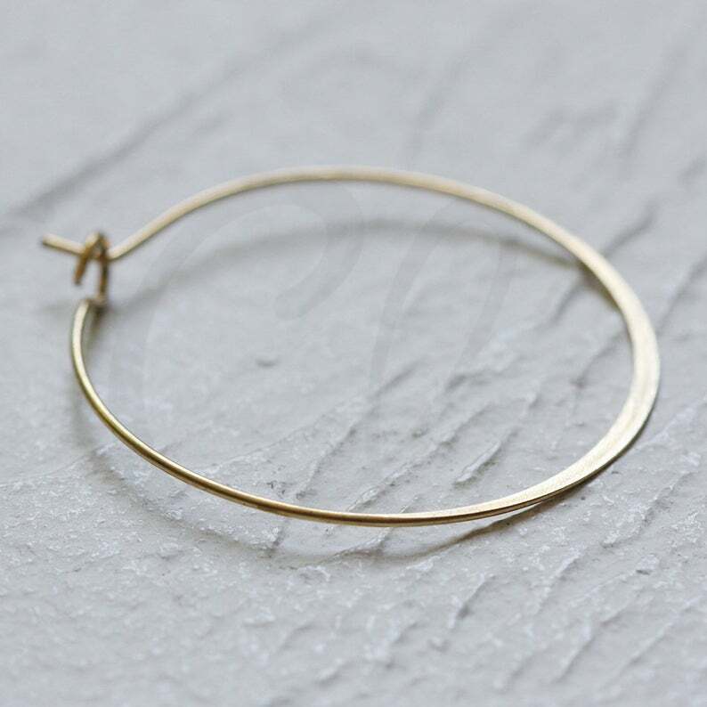 20 Pieces Solid Raw Brass Round Hammered - Earring Hook 30x0.7mm (CW-4317C)