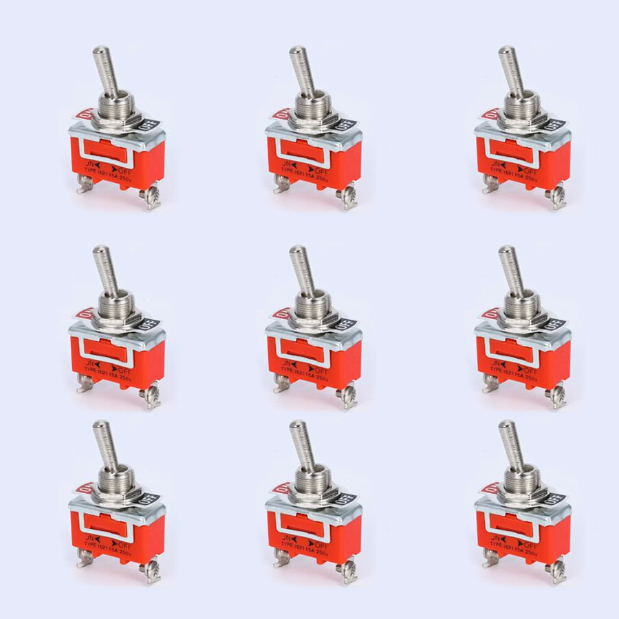 9Pcs Waterproof Self-locking Switches 2 Positions Toggle Rocker Switches 1021