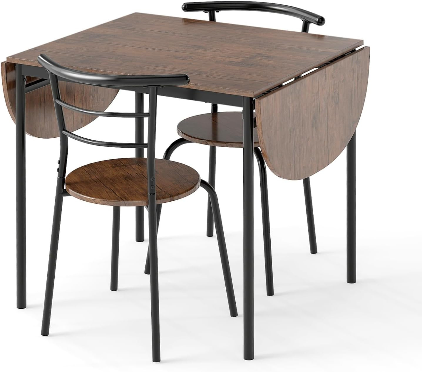 3-Piece Dining Table Set for 2, 55-Inches Drop Leaf Kitchen Table with Dining Ch
