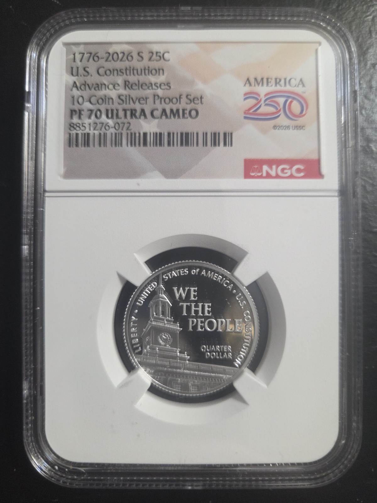2026 S PROOF SILVER QUARTER US CONSTITUTION NGC PF70 UCAM ADVANCE RELEASES