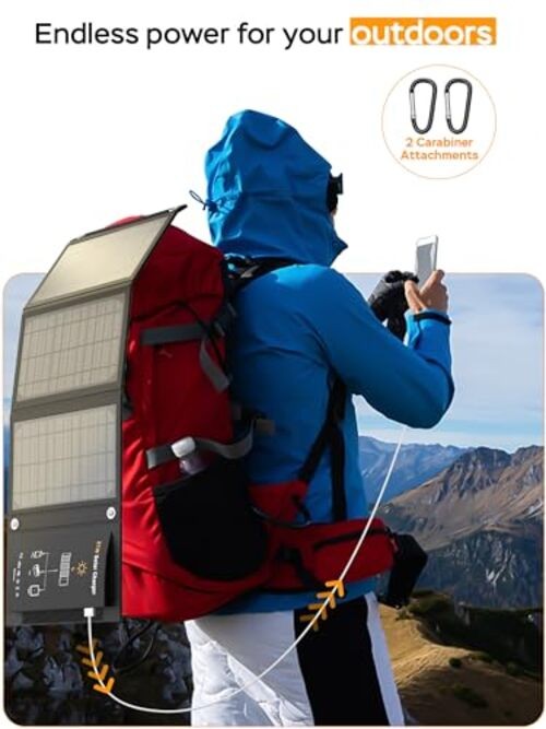 21W Portable Solar Panel Foldable Solar Panel Charger IP65 Waterproof Orange