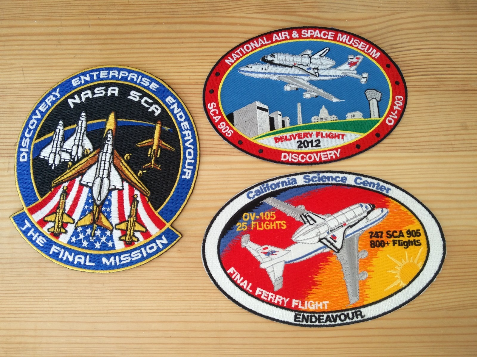 NASA SCA 747 Shuttle Carriers of America Patch Set - 3pcs.