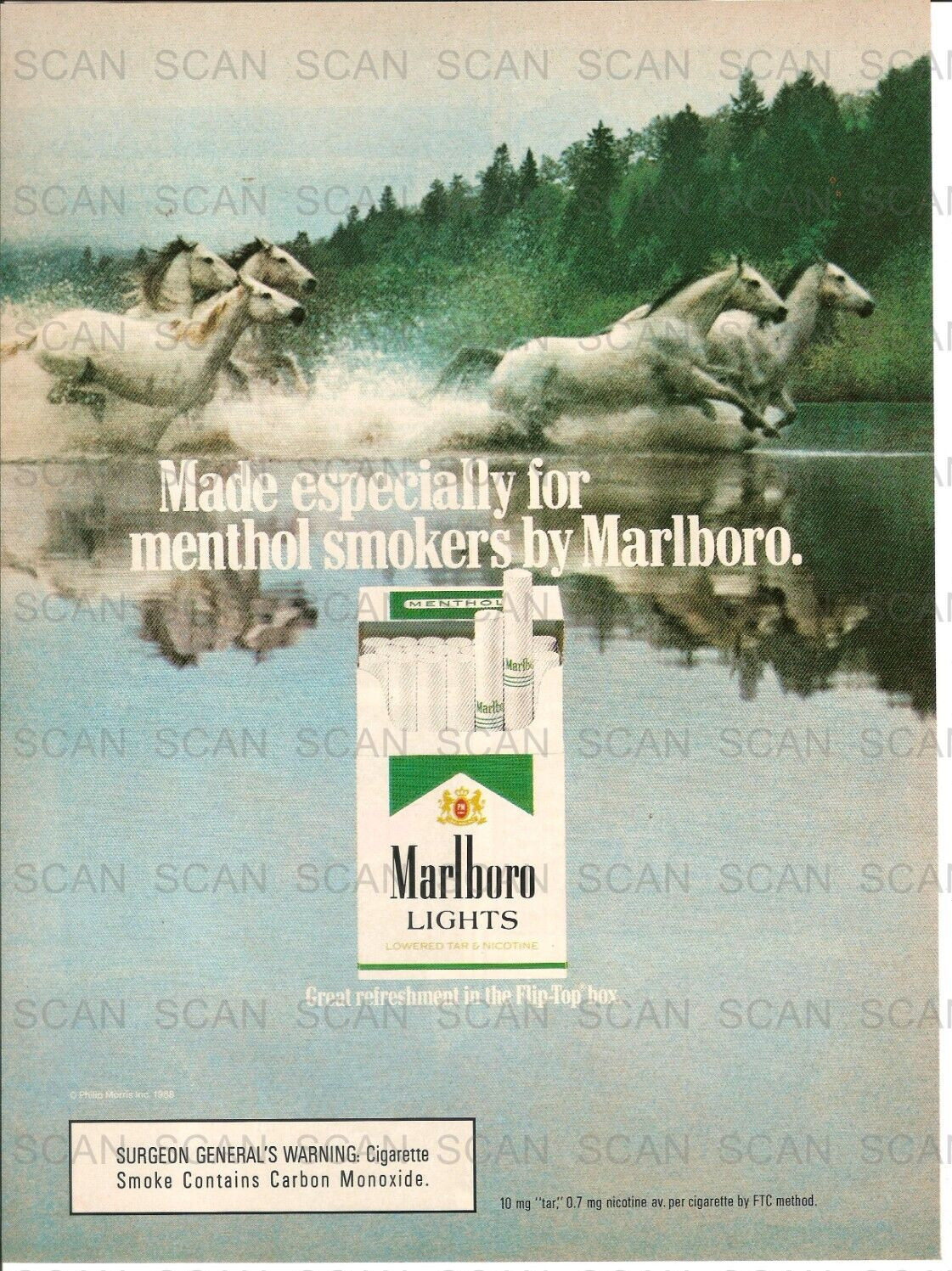 1987 Marlboro Light Menthol Cigarettes Vintage Magazine Ad  White Horses