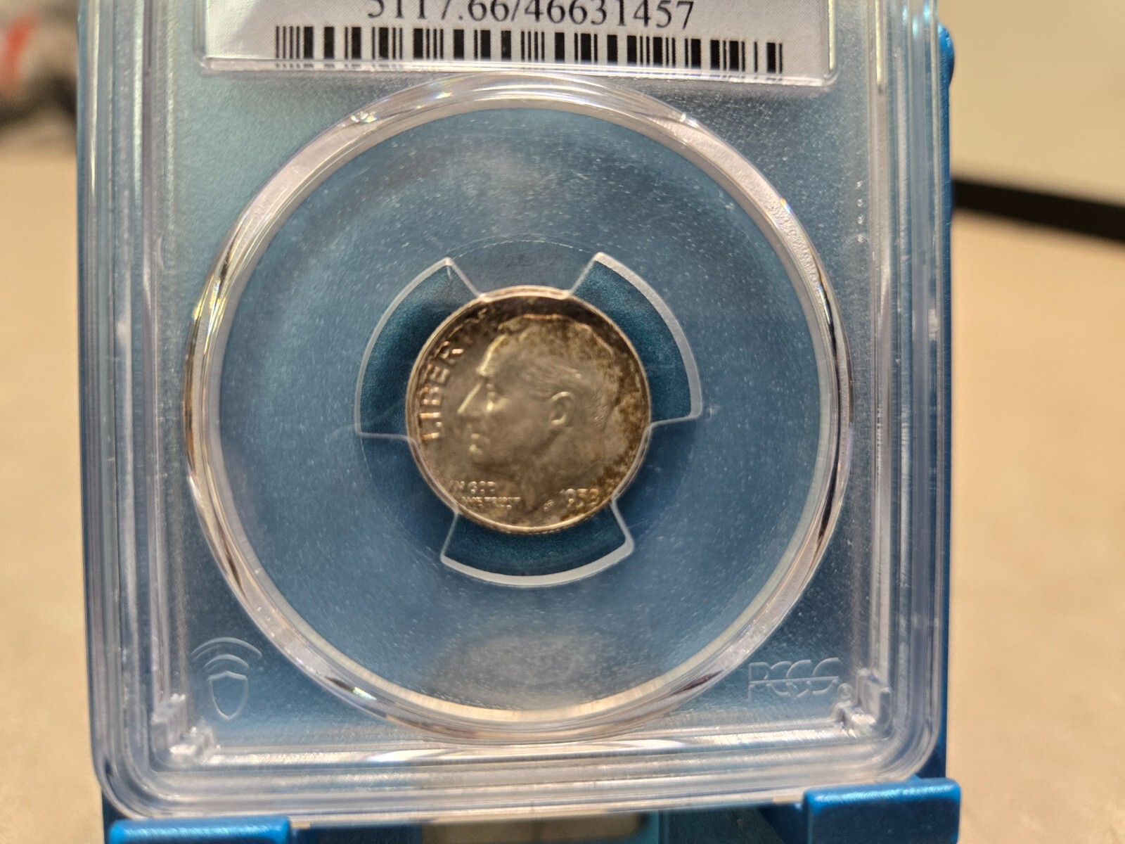 Slightly Toned 1958-D Roosevelt Dime PCGS MS66