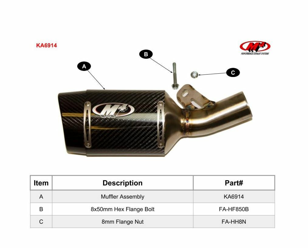 M4 Performance Exhaust Carbon Slip-On 2009-2026 for Kawasaki ZX6R ZX-6R KA6914
