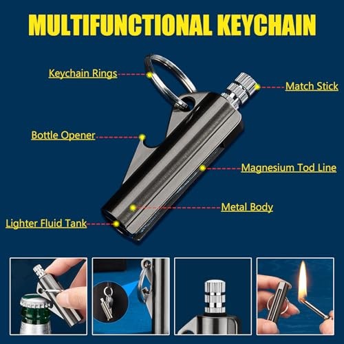 2 Pack Permanent Match Infinity Lighter, Multitool Keychain Bottle Style3