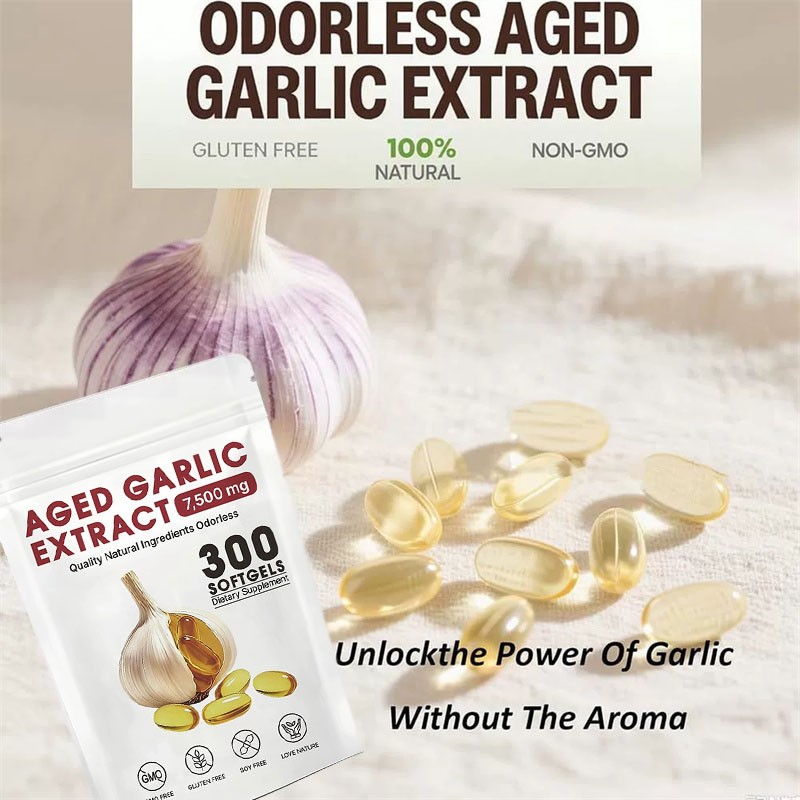 Elare Aged Garlic Extract, 300 Softgels, 7500mg Odorless | Heart & Immune