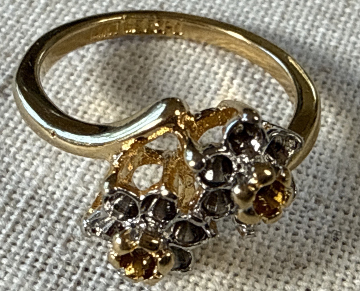Vintage Signed Espo 14kt GE Setting ONLY Double Daisy Size 6.5
