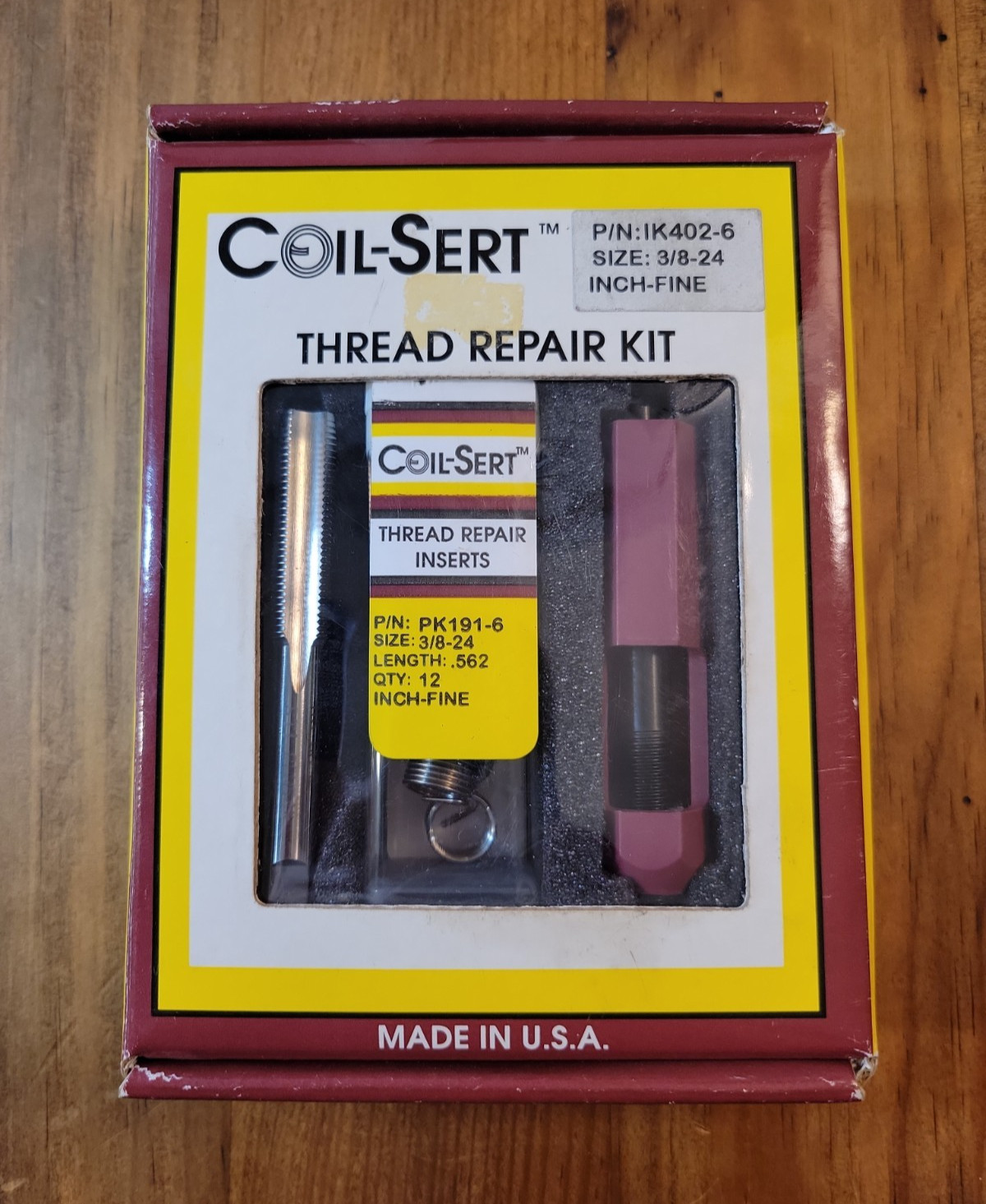 Coil-Sert Thread Repair Kit Size: 3/8-24 Qty: 12 - USA MADE NEW OPEN BOX