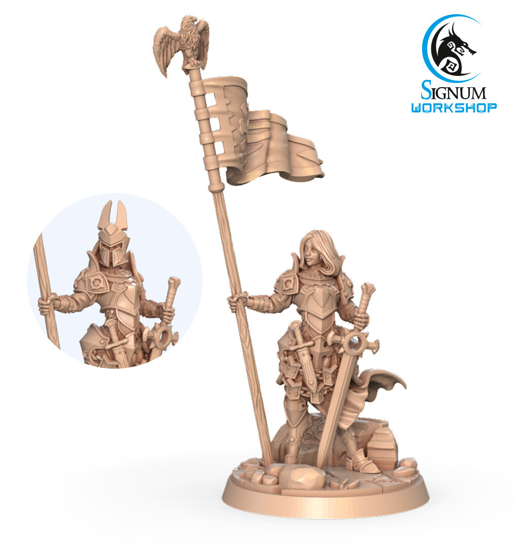 Rena Battle Sister Standard Bearer - Signum Games - Fantasy Dungeons and Dragons