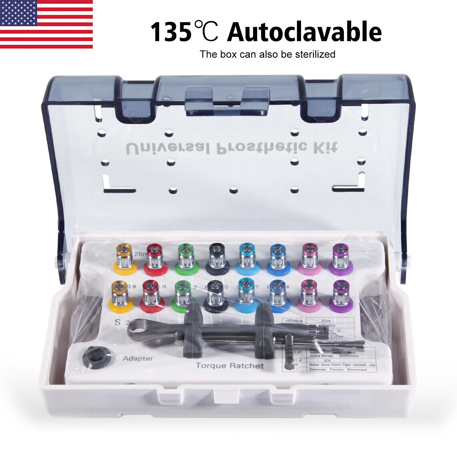 Dental Universal Implant Prosthetic Kit Torque Wrench Screw Drivers Remover USA