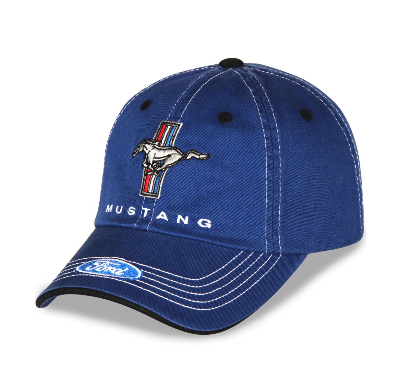 HAT - Ford Mustang Embroidered Heathered Twill Adjustable Ball Cap Blue