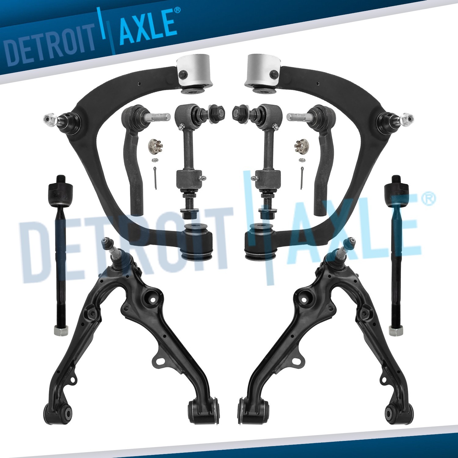10pc Front Upper Lower Control Arms Sway Bars Tie Rods for Silverado Sierra 1500