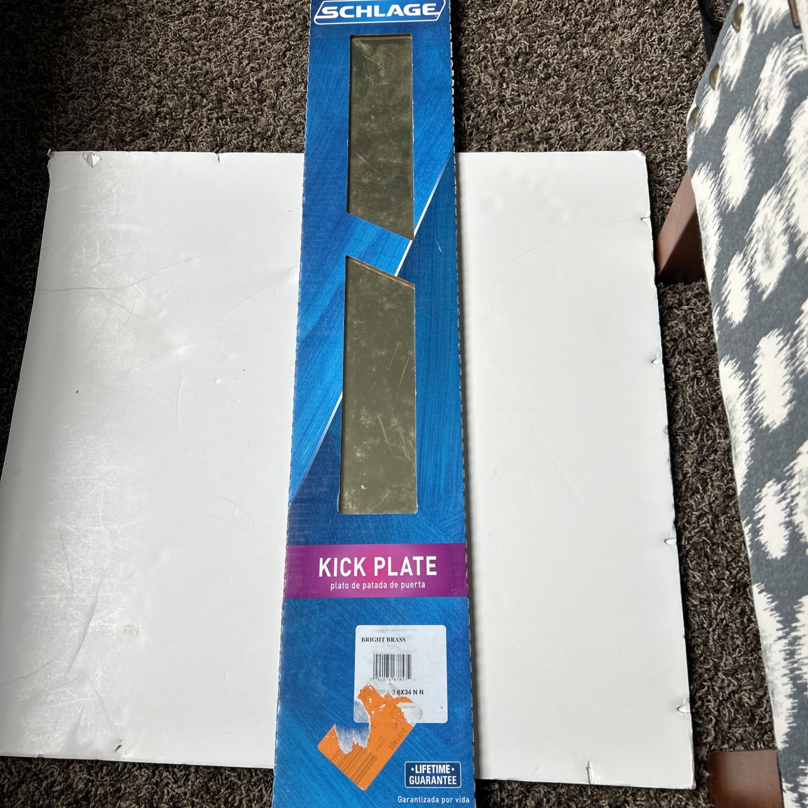 Schlage bright brass kick plate  6”x34”