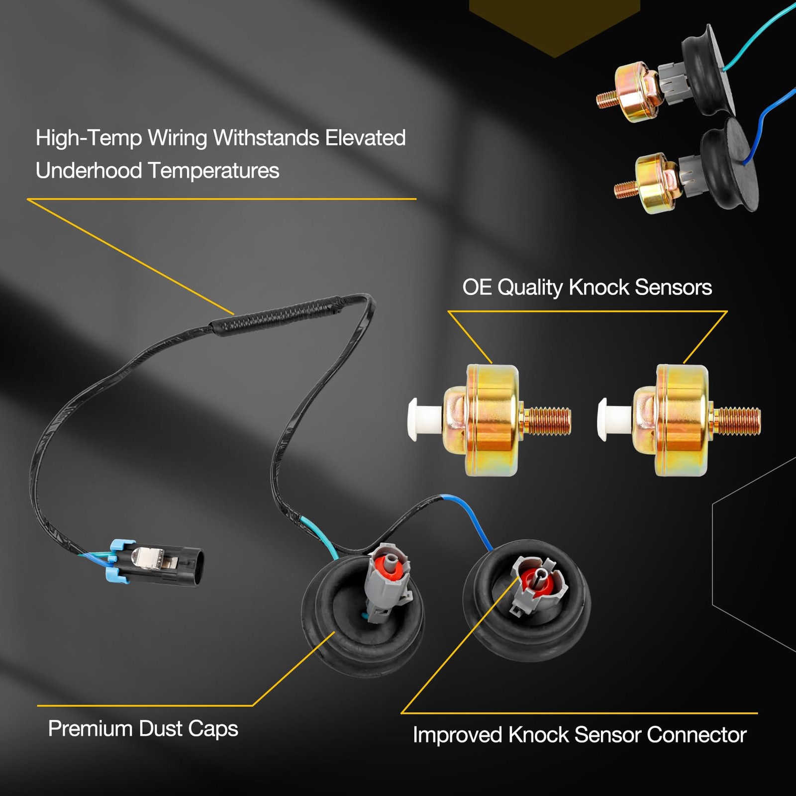 Dual Knock Sensors with Wiring Harness Kit | Sensor 5.3 Sensors+Harness