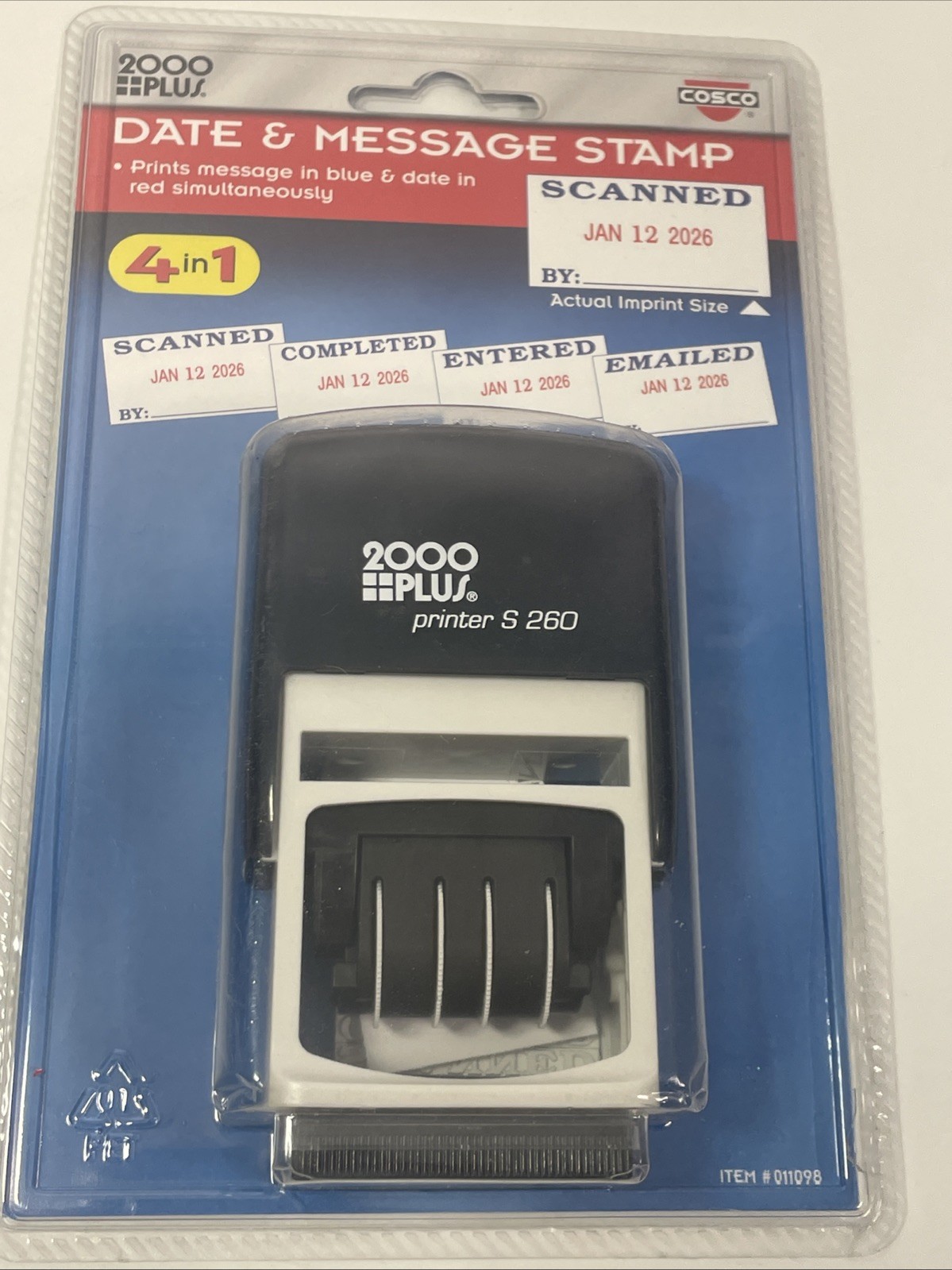 2000 Plus 4-in-1 Self-Inking E-Message Date Stamp 1-78" x 3/16" Impression