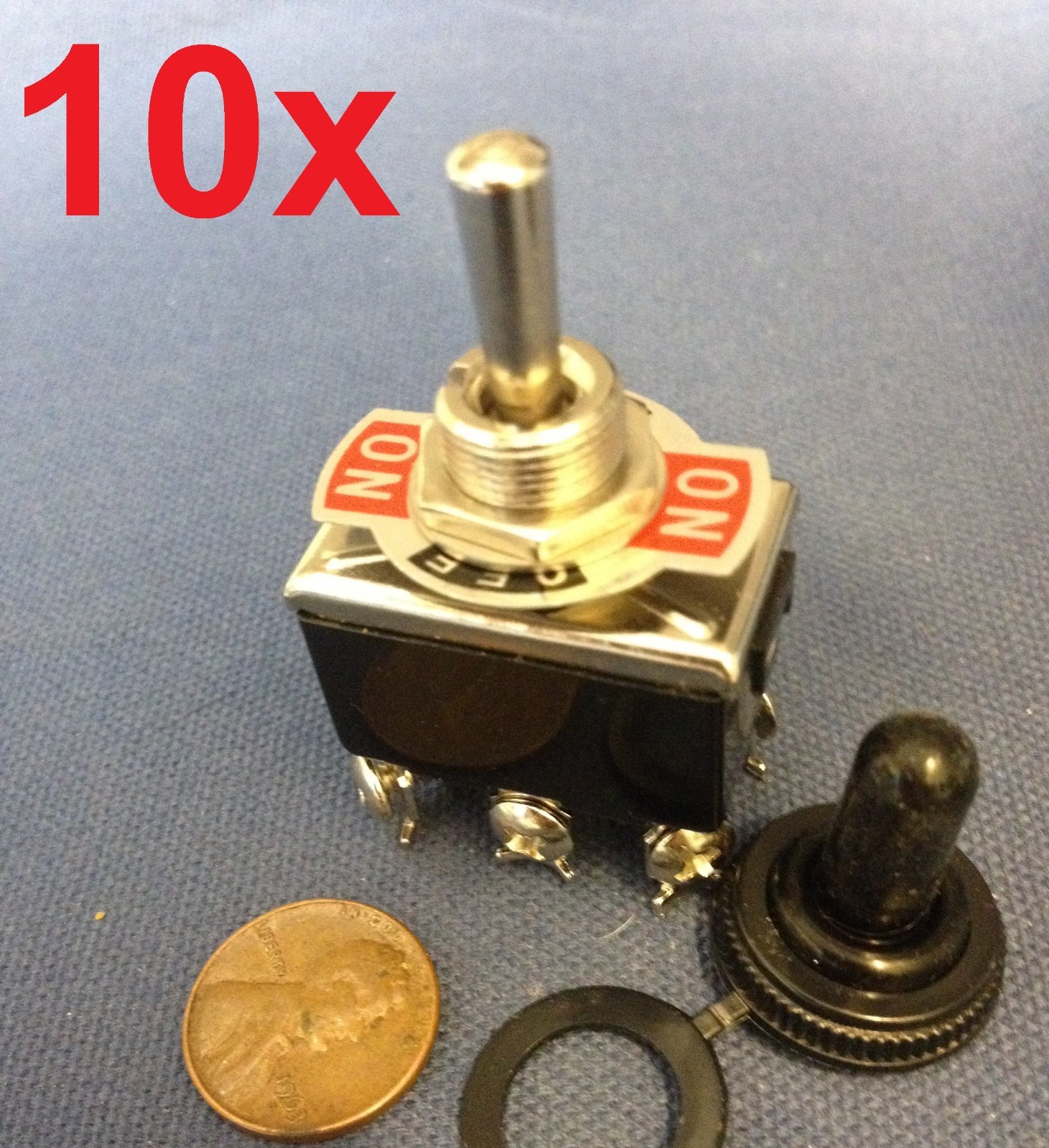 10 Pieces - Black Waterproof boot cap DPDT momentary Toggle switch 10x ON/OFF/ON