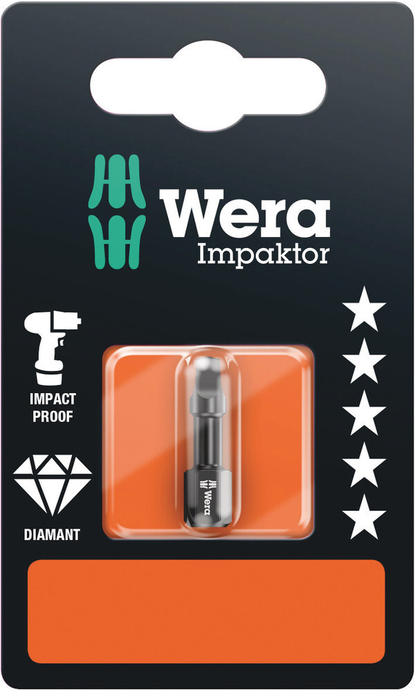 Wera 073932, 868/1 IMP DC SB Impaktor Square-Plus Bits, # 3 x 25 mm