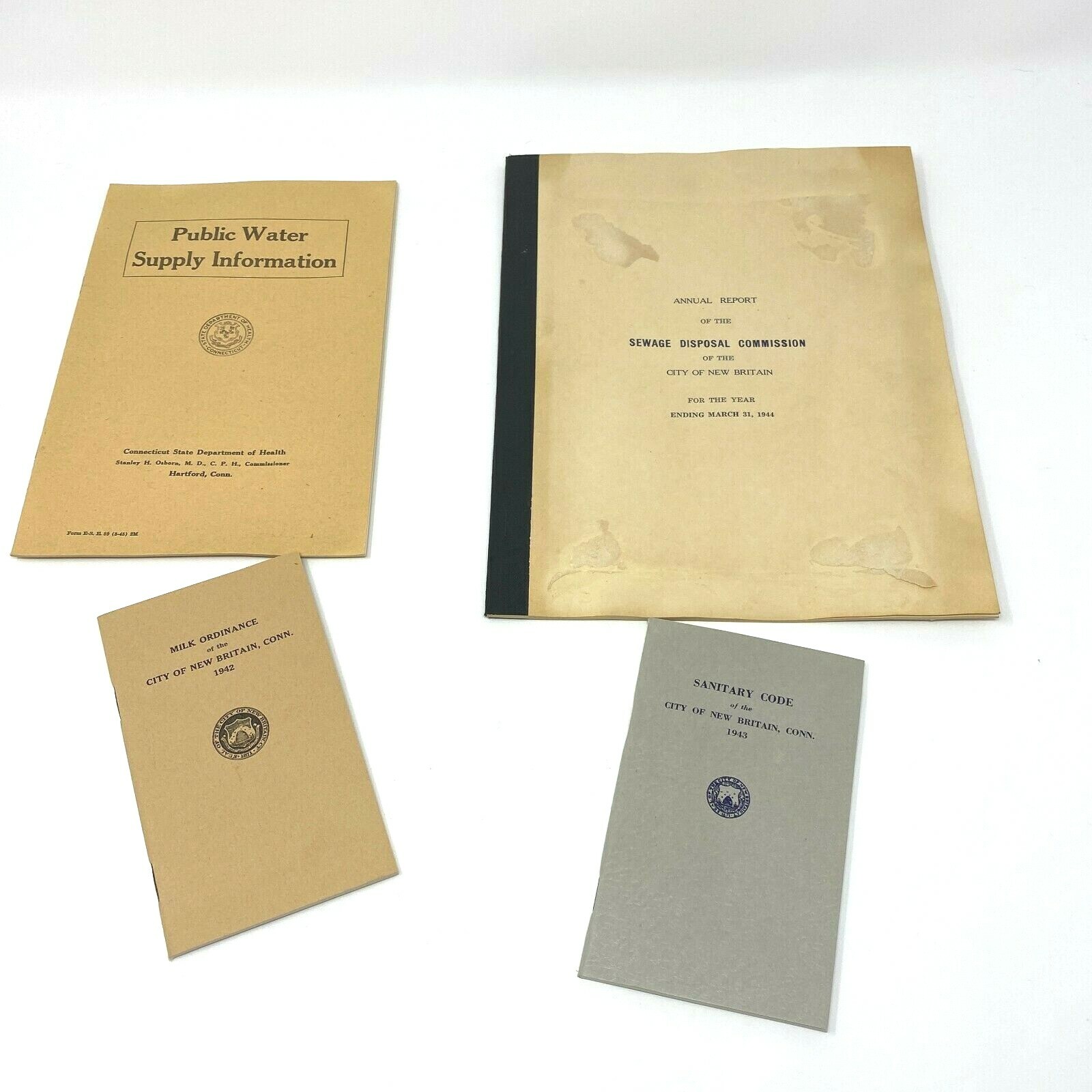 Sanitary  Code Milk Ordinance Public Water Health Department 1940s Connecticut a