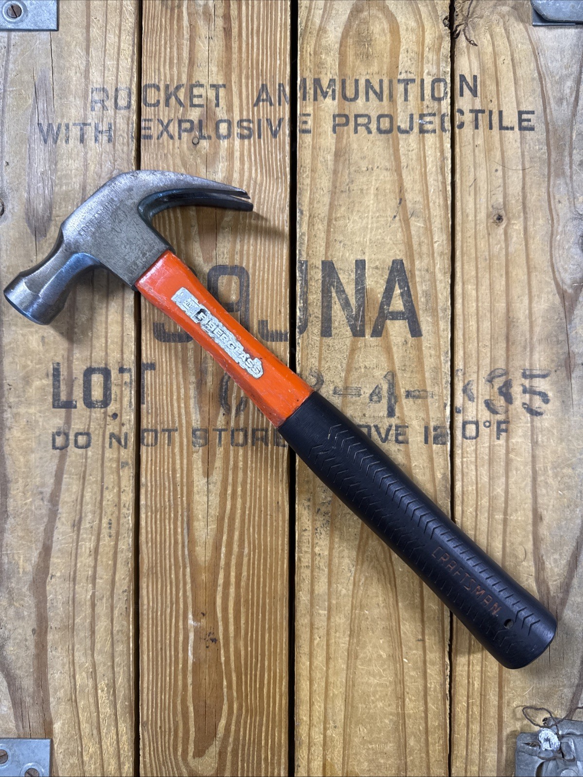 Vintage Sears Craftsman 3820 16oz Claw Hammer Made In USA Double Stamp Orange