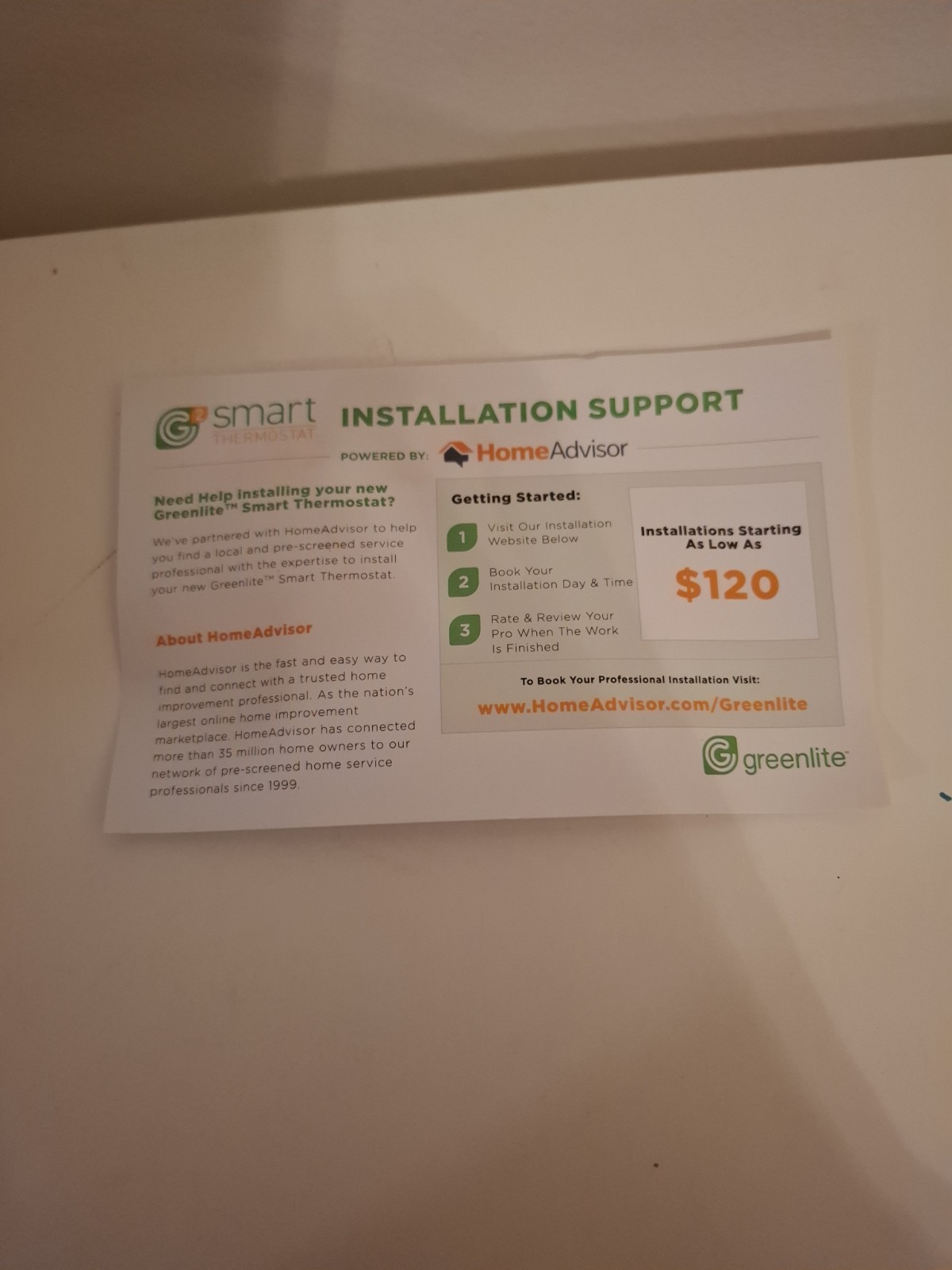 Greenlight G2 Smart Programable Thermostat (WIFI able) Complete OPEN BOX 2007