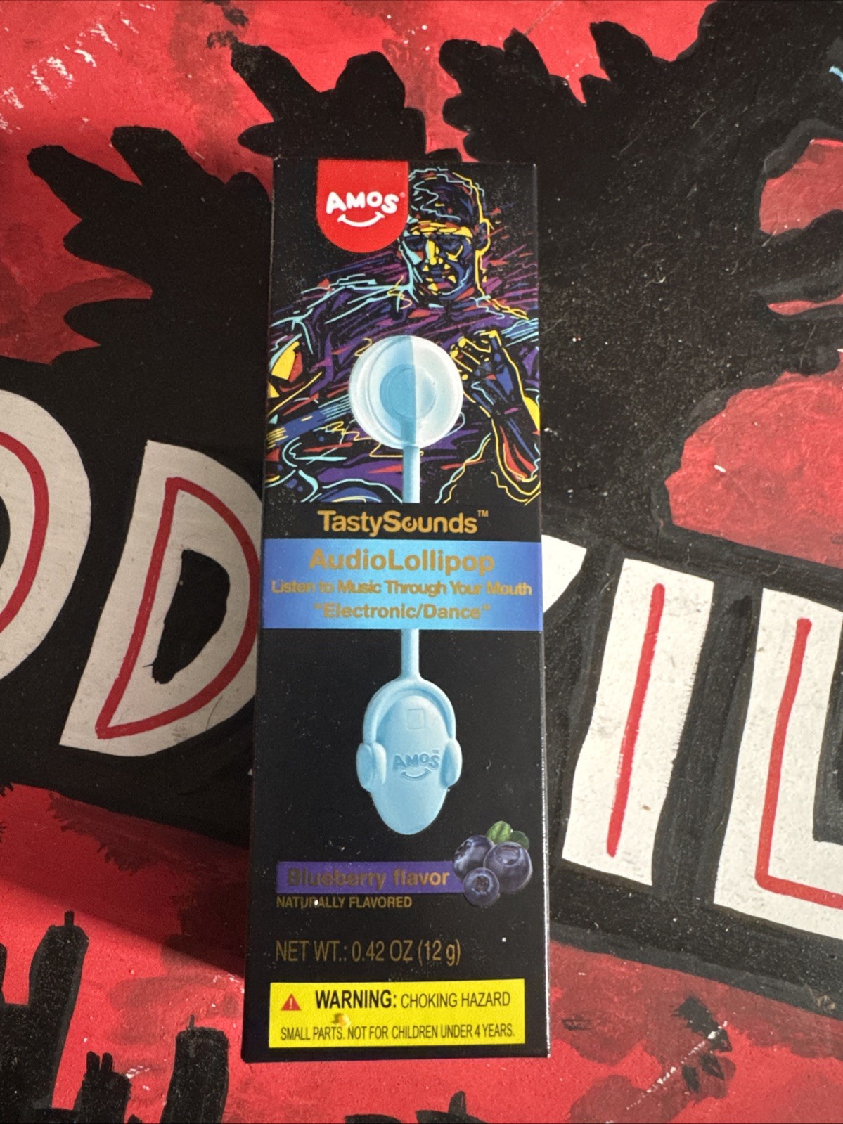 Amos TastySounds Audio Lollipop Blueberry Electronic/Dance Flavor Built-In Music