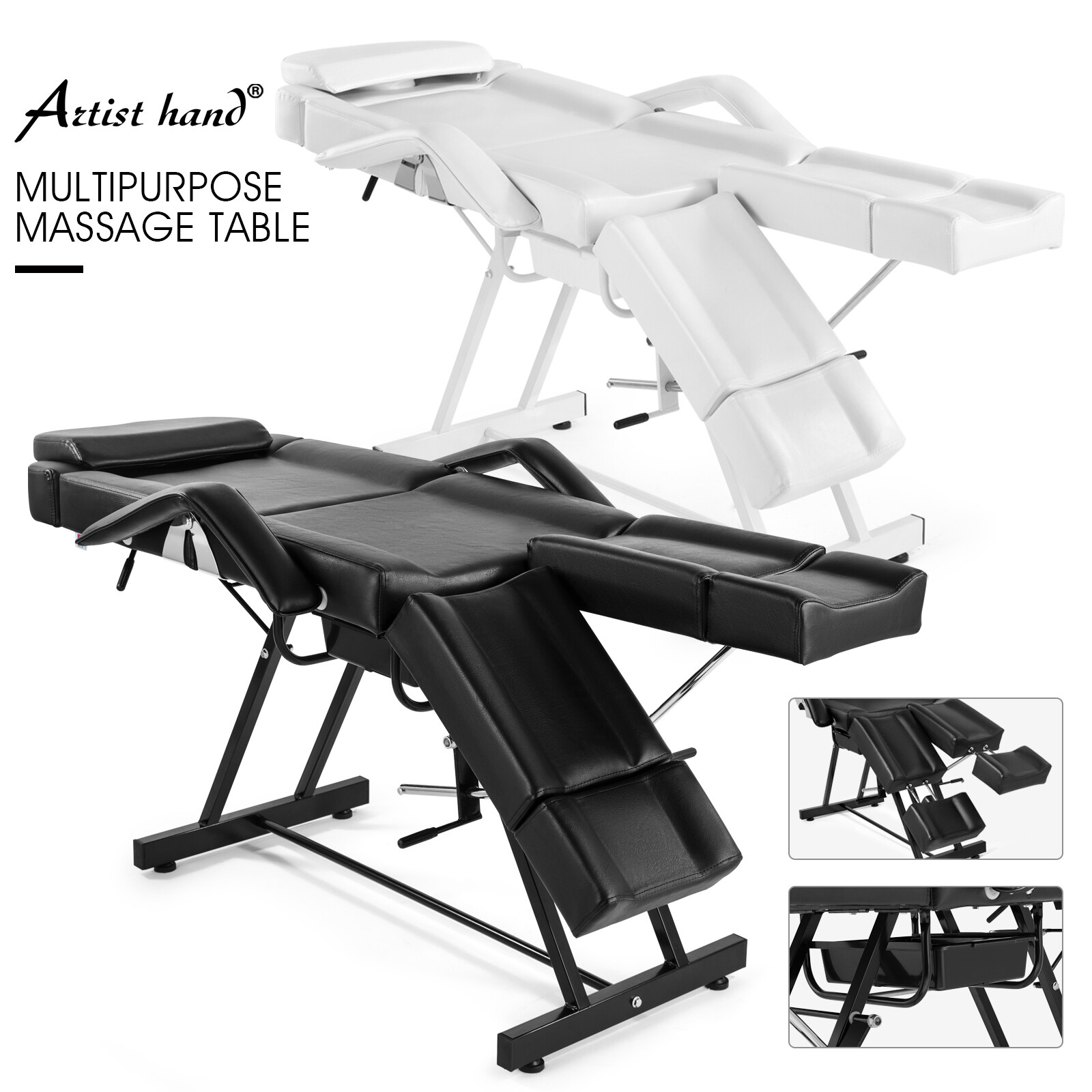 Recliner Facial Bed Tattoo Massage Table Podiatry Chair Split Leg Tray 2 Colors