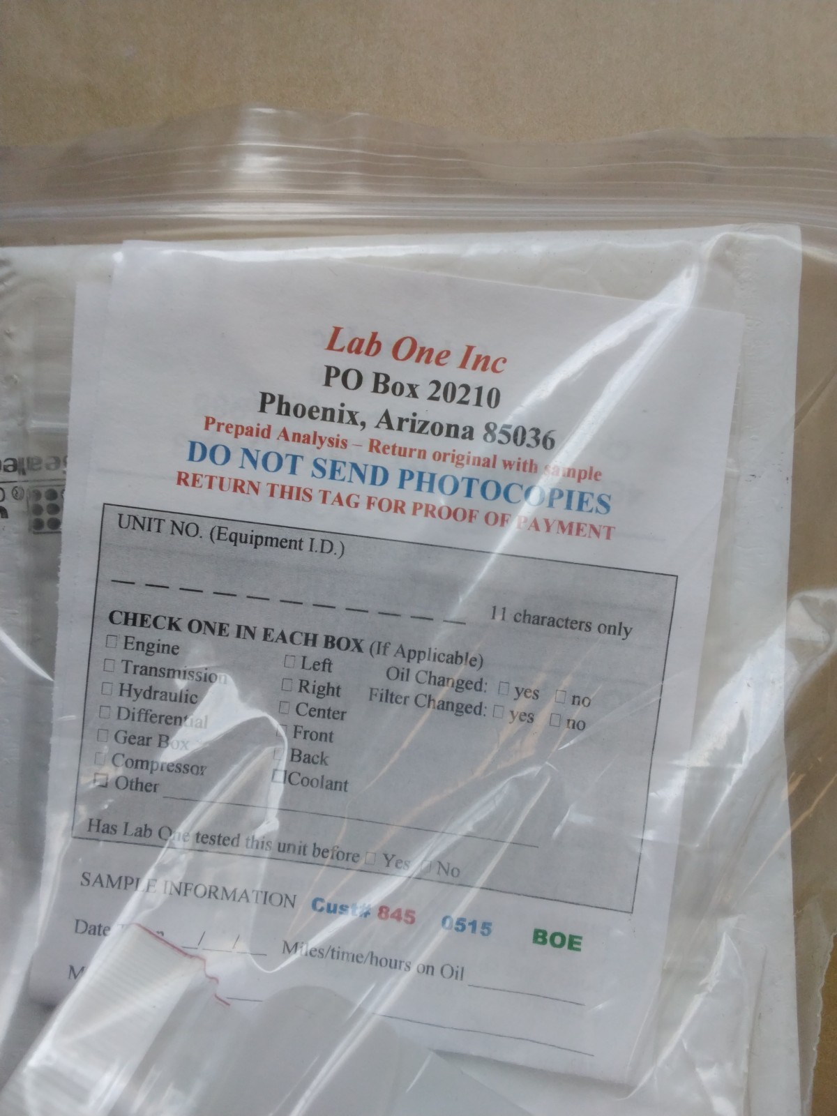 Label One Inc Fluid Analysis Test Kit