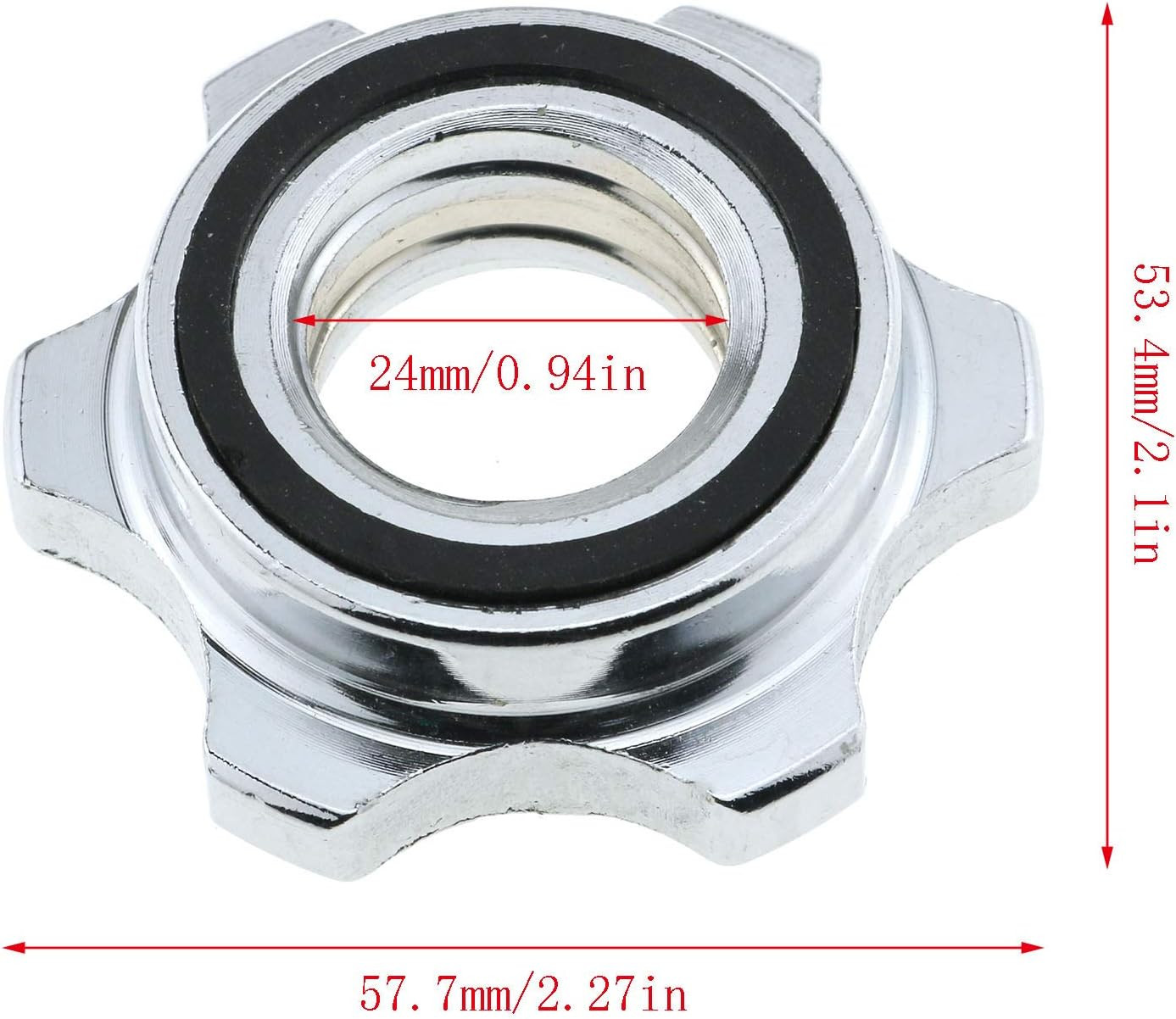 2PCS 1 Inch / 25mm Barbell Spin Lock Collars Hex Nut Dumbbell Weight Clips