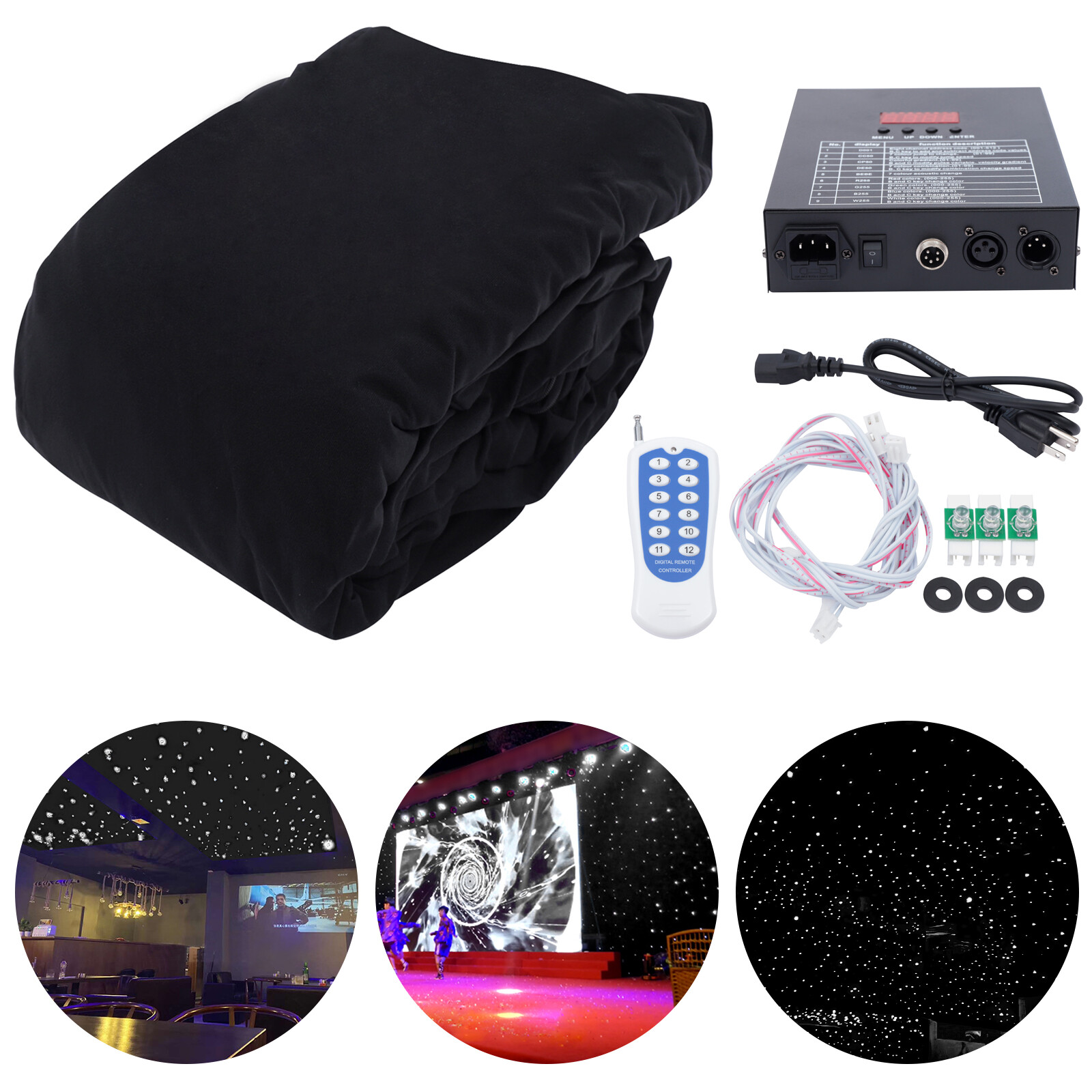 3x4m LED Party Stage Star Backdrop Curtain White & Controller For Wedding Decor！