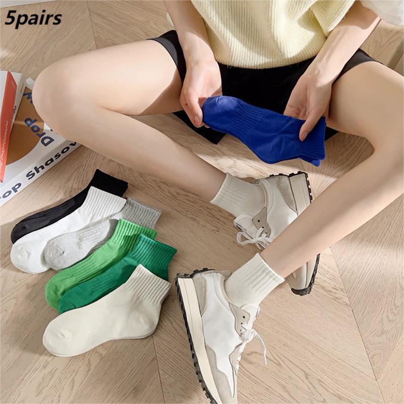 5pairs Sport Sock Hosiery Men Ankle Socks Foot Socks Cotton Socks Trendy Solid⇔