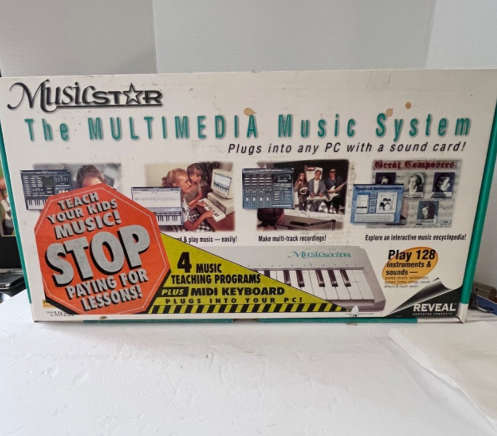 NEW Reveal MusicStar MKB02 Multimedia Music System MIDI Keyboard Into Sound Card