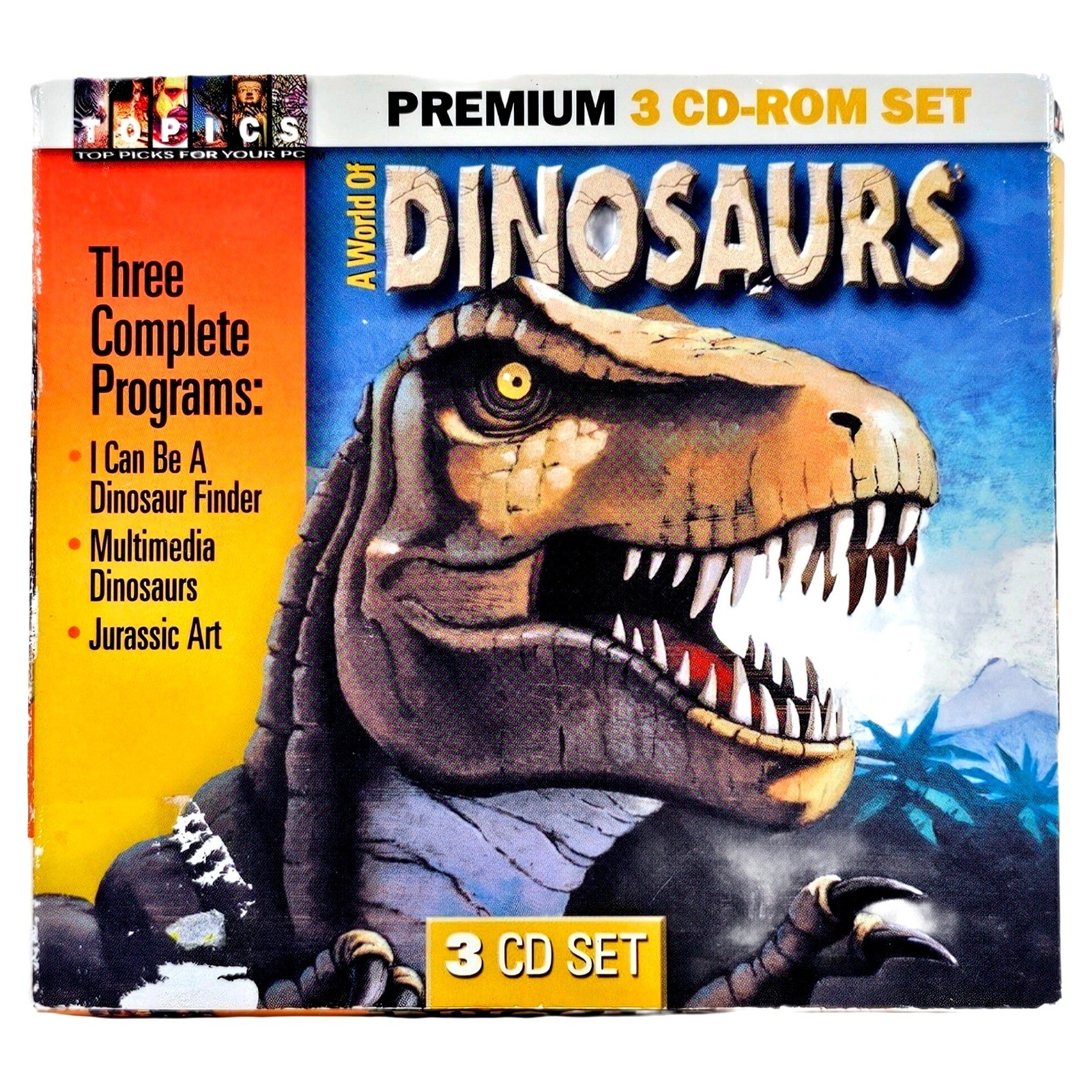 A World of Dinosaurs PC CD-ROM Vintage 1998 3 Disc Game Set Topics 781735800690
