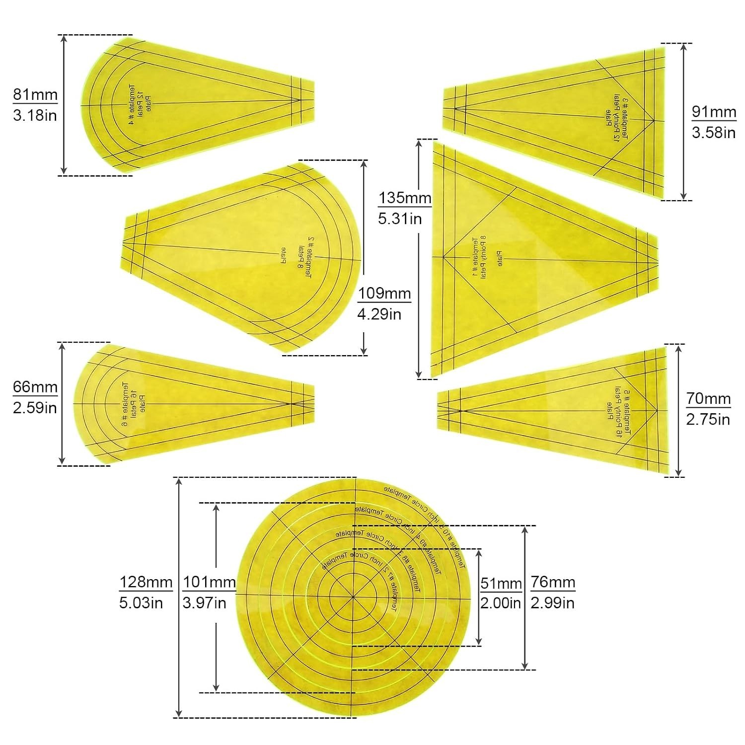 Acrylic Quilting Template Ruler, Design Plate, Patchwork Templates for Sewing...