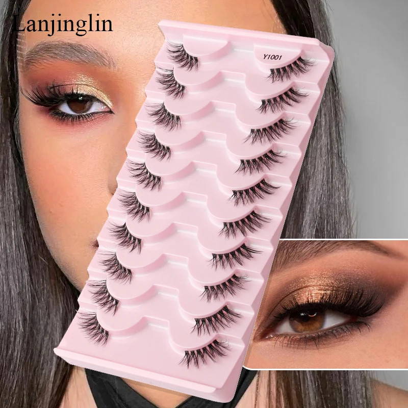 Half Eey Lashes 3/5/10 Pairs New Faux Mink Lashes Natural False Eyelashes Wispy
