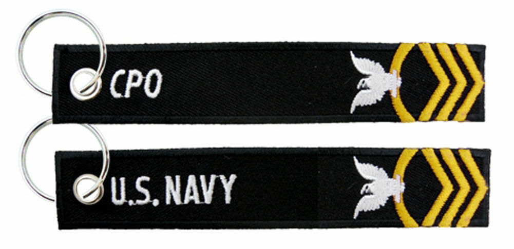 NEW U.S. Navy CPO Chief Petty Officer Embroidered Key Chain. 73297