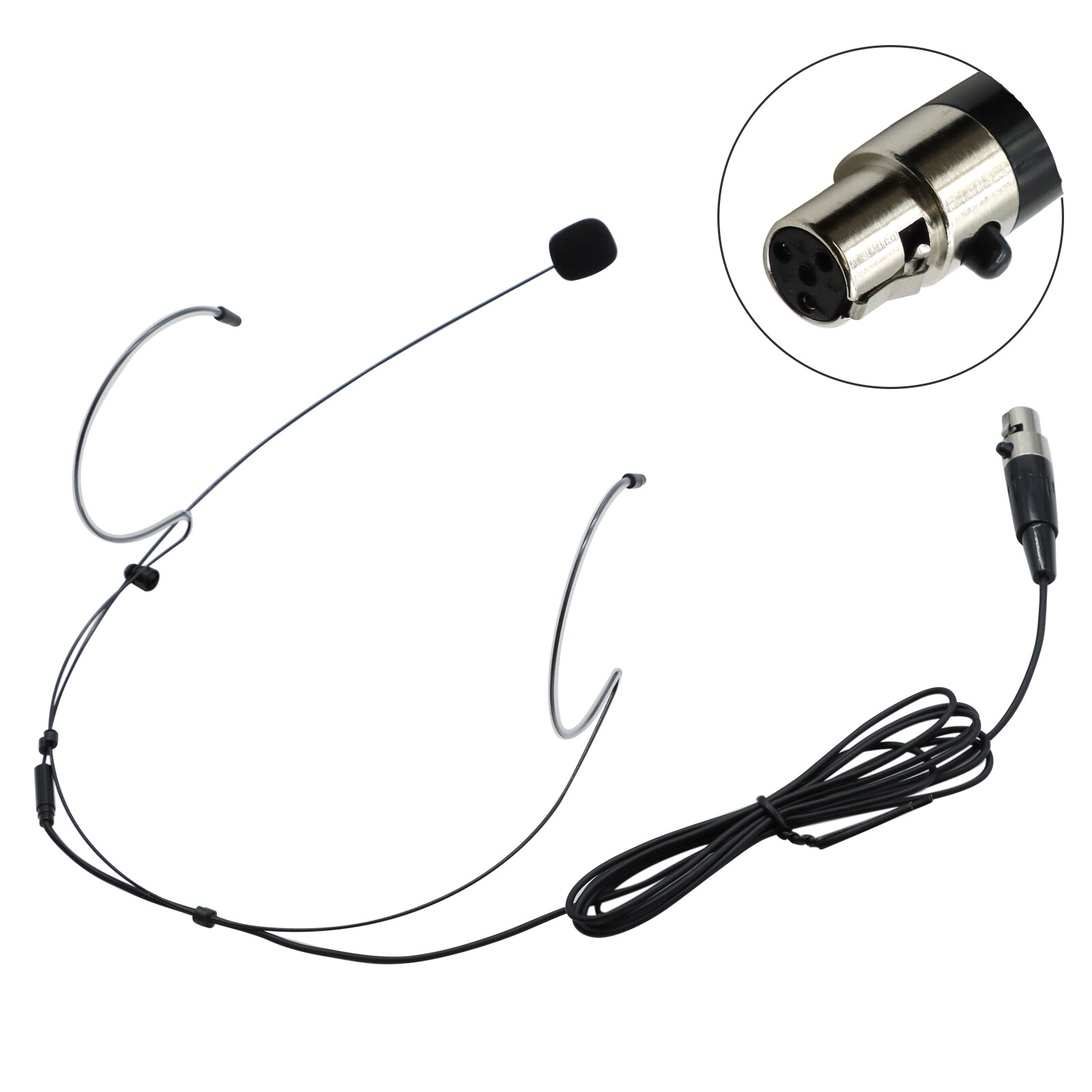 Black Hook Headset Microphone For Shure Bodypack Transmitter TA4F 4pin Mini XLR