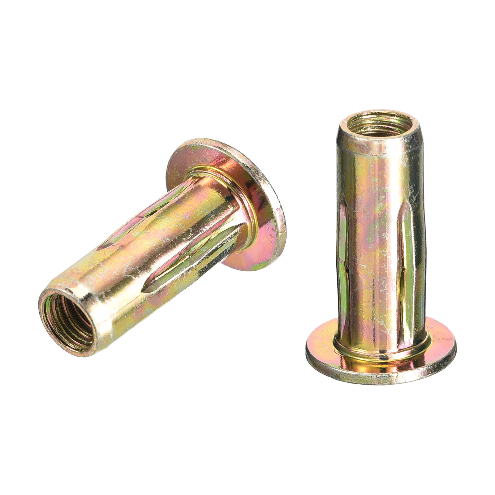 25pcs 1/4-20 Multi-Grip Rivet Nuts Pre-Bulbed Shank Insert Nut Gold Zinc