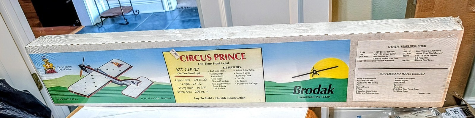 BRODAK "CIRCUS PRINCE" OLD TIME STUNT MODEL KIT # CLP-27, NIB
