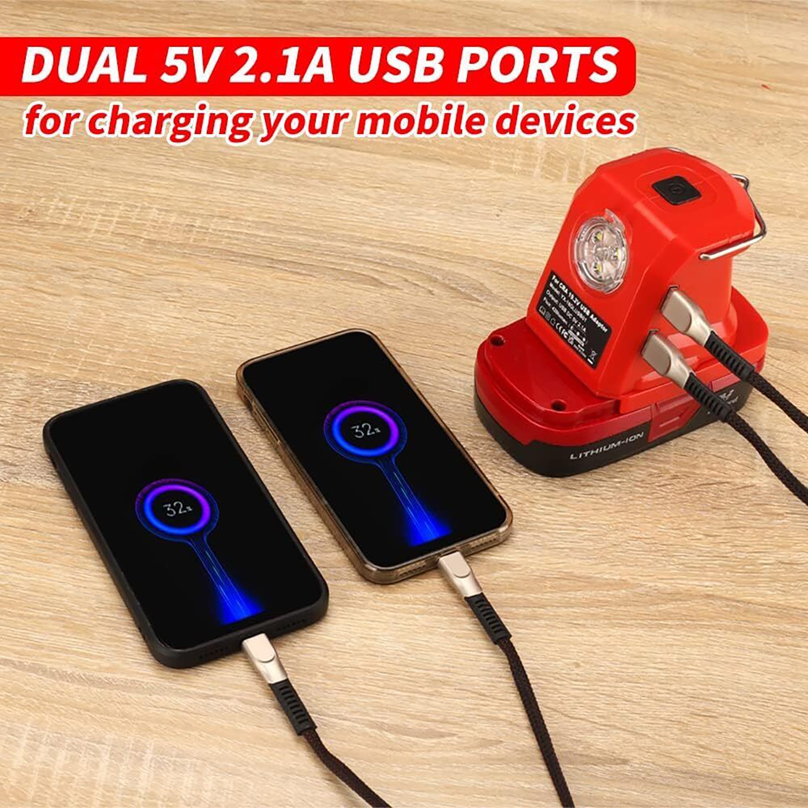 Dual USB Port Battery Adapter Charger For Craftsman Ni-CD Battery w/ LED