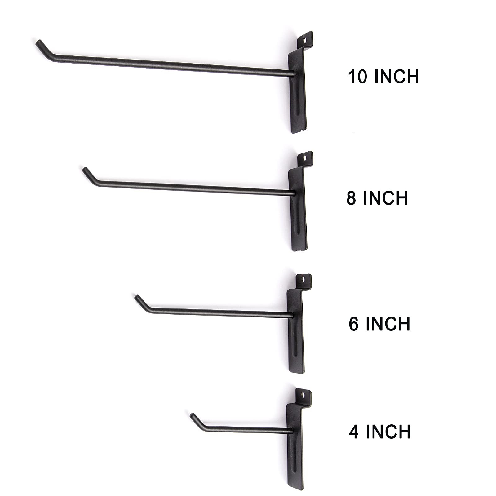 6" Heavy Duty Slatwall Panel Hooks, Black 48Pack, 6inch