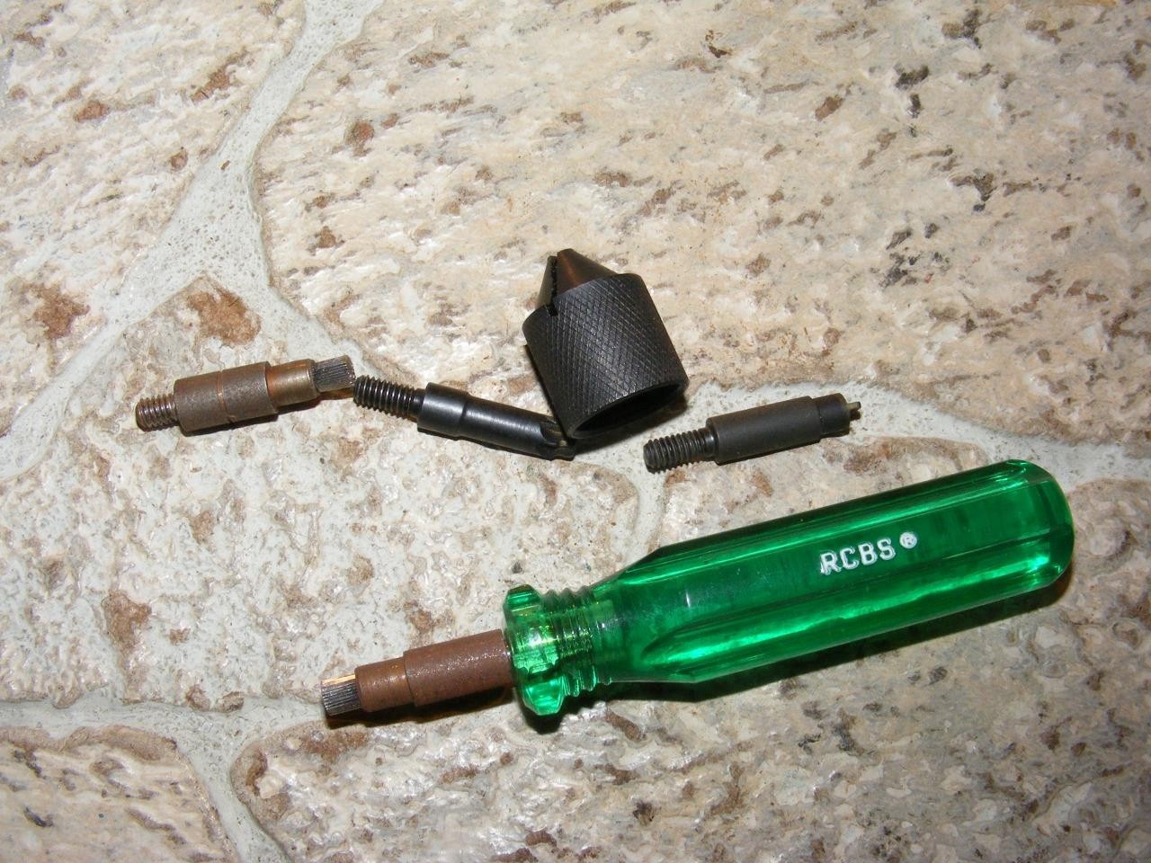 USED RCBS POCKET BRUSHES & HANDLE PLUS CASE MOUTH CHAMFER TOOL DEBURR & REAMER