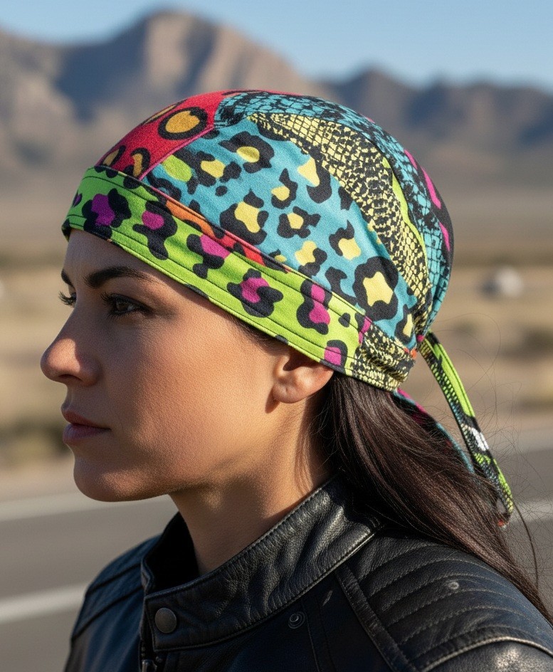 Tie Dye Rainbow Zebra Spots Snake Skin Doo Rag Head Wrap Biker Durag Sportflex